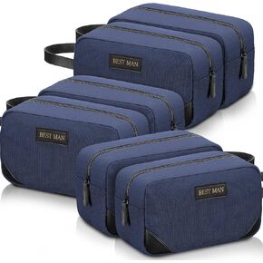 Eccliy 6 Set Groomsmen Gifts Men Toiletry Bags Men's Travel Shaving Kit Bag Bathroom Bag Water Resistant Toiletry Case for Wedding Groomsman Gift Travel Accessories (Black)