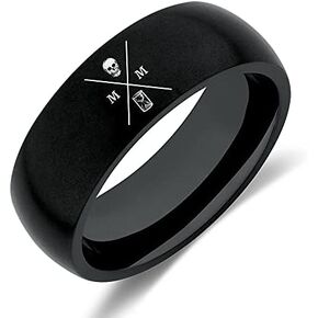 STOIC STORE UK Memento Mori Ring - Stainless Steel Skull Ring For The Practicing Stoic - Black Momento Mori Ring With Minimalist Logo Design, Pinky Ring For Men Women