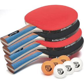 Killerspin - Jet Set of 4 Table Tennis Paddle - 4 Ping Pong Paddles and 6 Ping Pong Balls - Perfect Table Tennis Paddle for Beginner to Advanced Players - Premium Quality