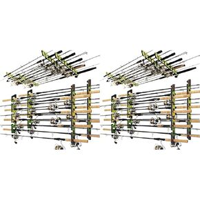 Rush Creek Creations 8 Fishing Rod Capacity Wall or Ceiling Garage Storage Rack