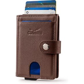 Claasico Men Slim Bifold Pop Up Wallet & Credit Card Case | Compact Card Holder w/Pop Out Button & ID Window