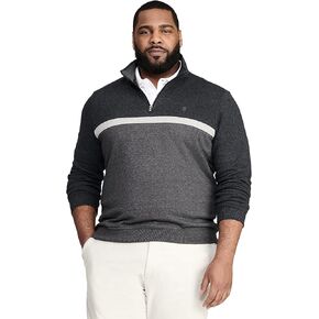 IZOD Men's Big & Tall Big Advantage Performance Quarter Zip Fleece Pullover Sweatshirt, Light Grey Heather Solid, 3X-Large Tall