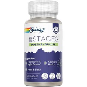 Solaray Postmenopause her Life Stages - Post Menopause Supplements for Women with Resveratrol - Vegan and Made Without Hormones - 60-Day Guarantee - Vegan, Lab Verified - 30 Servings, 60 VegCaps