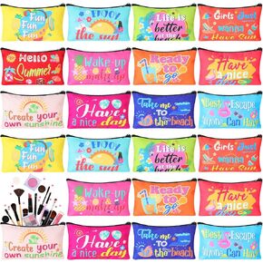 SilTriangle 24 Pieces Valentine's Day Makeup Bags Bulk Canvas Cosmetic Bags Lip Love Heart Purse Organizer Zipper Cosmetic Pouch Portable Travel Toiletry Pouch for Women Men Gifts, 7 x 4 Inch in Kuwait