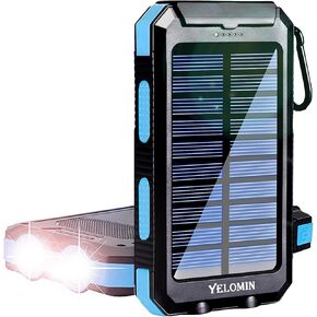 YELOMIN Solar Charger, 38800mAh Portable Solar Power Bank, Waterproof Battery Pack for Outdoor Activities, Camping External Backup Power Charger Dual USB 5V Outputs/LED Flashlights