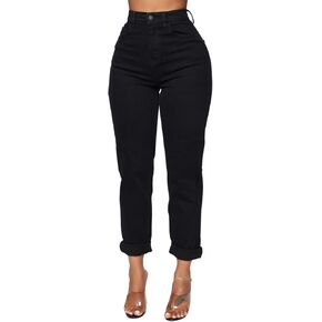 SheKiss Women's Ripped High Waisted Straight Leg Boyfriend Trendy Jeans Loose Fit Distressed Zipper Fly Hole Denim Pants in Kuwait