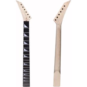 رقبة جيتار كهربائي لليد اليسرى 24 فريت 25.5 بوصة من خشب القيقب وخشب الورد قفل الجوز عكس رقبة الجيتار استبدال أجزاء الجيتار غير المكتملة (24 فريت 25.5 بوصة جمجمة مرصعة) in Kuwait