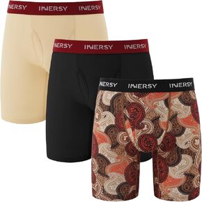 INNERSY Men's 8.8" Long Leg Mesh Breathable Boxer Briefs Anti Chafing Underwear 3 Pack