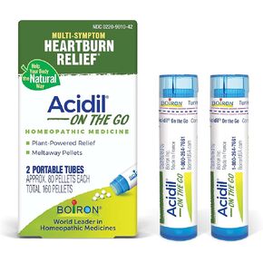 Boiron Acidil 60 Count and 2 Count On The Go Heartburn, Indigestion, Bloating, and Upset Stomach Relief