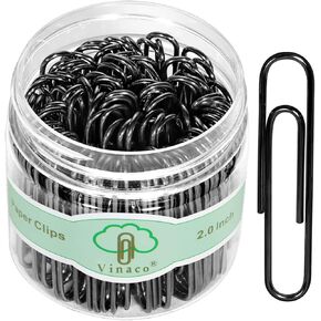 Vinaco Paper Clips Color Stripe, 100 Pack Large Paper Clips 2 Inch (50 mm), Durable & Rust Resistant, Jumbo Paper Clips. Great for Office, School and Personal Use