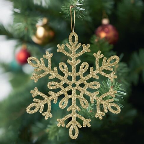 6pcs Large White Snowflakes Christmas Ornaments- 12" Big Plastic Glitter Hanging Snow Flakes for Christmas Tree Decorations Winter Indoor Outdoor Window Home Decor Giant Craft Snowflakes in Kuwait