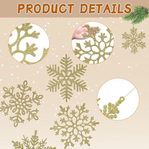 6pcs Large White Snowflakes Christmas Ornaments- 12" Big Plastic Glitter Hanging Snow Flakes for Christmas Tree Decorations Winter Indoor Outdoor Window Home Decor Giant Craft Snowflakes in Kuwait