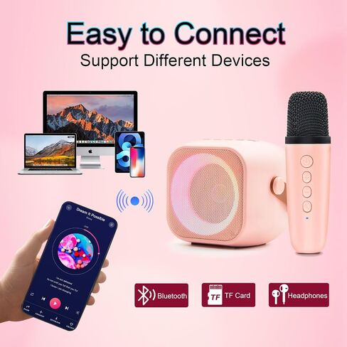 آلة كاريوكي صغيرة للأطفال من سن 4 إلى 12 عامًا مع 2 ميكروفون لاسلكي وأضواء ديسكو LED لحفلات المنزل، هدايا عيد ميلاد لـ 5 6 7 8 9 10 11 عامًا من المراهقين والبنات (أزرق) in Kuwait