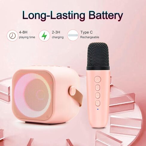 آلة كاريوكي صغيرة للأطفال من سن 4 إلى 12 عامًا مع 2 ميكروفون لاسلكي وأضواء ديسكو LED لحفلات المنزل، هدايا عيد ميلاد لـ 5 6 7 8 9 10 11 عامًا من المراهقين والبنات (أزرق) in Kuwait