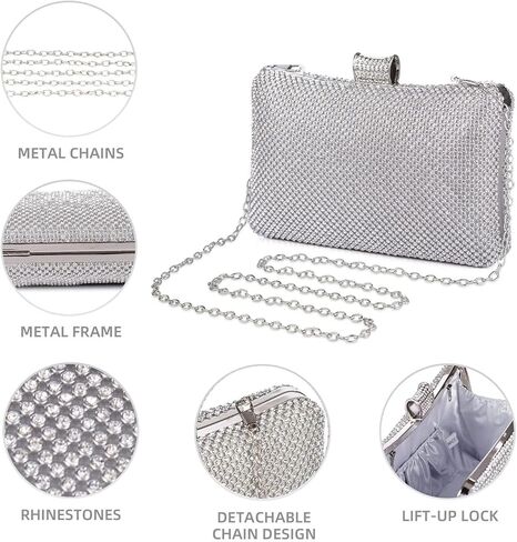 Pinprin السيدات سباركلي الراين مساء براثن المرأة كريستال ديامانتي مساء حقيبة حفلة موسيقية الزفاف حقيبة يد محفظة الحفلات in Kuwait