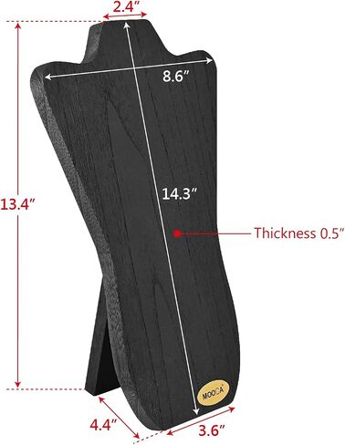 MOOCA Foldable Wooden Easel Necklace Display - Portable Jewelry Organizer, Curved Top Design - 8.54" Wx1.65 Dx14.33 H - Brown in Saudi Arabia