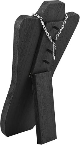 MOOCA Foldable Wooden Easel Necklace Display - Portable Jewelry Organizer, Curved Top Design - 8.54" Wx1.65 Dx14.33 H - Brown in Saudi Arabia