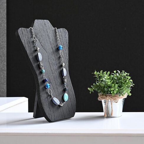 MOOCA Foldable Wooden Easel Necklace Display - Portable Jewelry Organizer, Curved Top Design - 8.54" Wx1.65 Dx14.33 H - Brown in Saudi Arabia