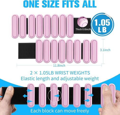 Adjustable Wrist & Ankle Weights for Men Women, Set of 2 (1lb Each), Wearable Bangles Silicone Bracelet, Workout Resistance Weights for Yoga, Pilates, Dance, Aerobics and Walking in Saudi Arabia