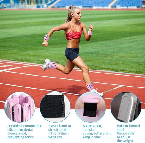 Adjustable Wrist & Ankle Weights for Men Women, Set of 2 (1lb Each), Wearable Bangles Silicone Bracelet, Workout Resistance Weights for Yoga, Pilates, Dance, Aerobics and Walking in Saudi Arabia