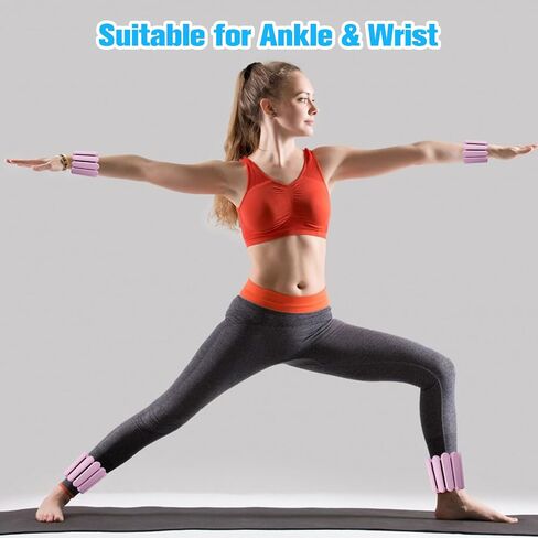 Adjustable Wrist & Ankle Weights for Men Women, Set of 2 (1lb Each), Wearable Bangles Silicone Bracelet, Workout Resistance Weights for Yoga, Pilates, Dance, Aerobics and Walking in Saudi Arabia