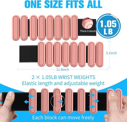 Adjustable Wrist & Ankle Weights for Men Women, Set of 2 (1lb Each), Wearable Bangles Silicone Bracelet, Workout Resistance Weights for Yoga, Pilates, Dance, Aerobics and Walking in Saudi Arabia