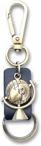 AuPra World Globe KeyChain Gift Women & Men Leather KeyRing Home Car Door Keys Holder Traveler Present in Kuwait