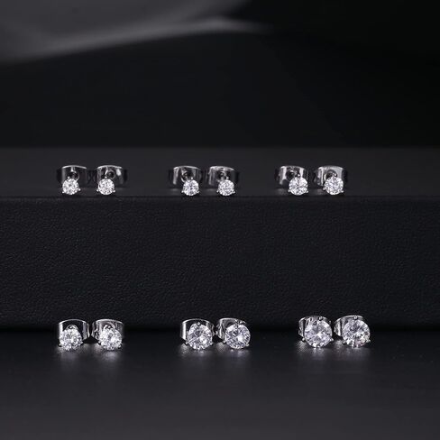 مجموعات أقراط IEFWELL، S925 من الفضة الإسترليني بعد 2 قيراط من قطع Asscher مكعب زركونيا أقراط مسمار مضادة للحساسية ذهبية/ذهبية وردية/أسود/فضي أقراط للنساء والرجال والفتيات المراهقات in Kuwait
