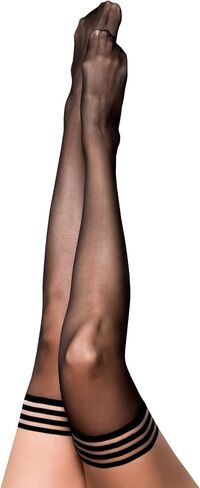 Kix'ies Stockings For Women | Thigh High Stockings with No-Slip Grip Stay Ups Thigh Bands | Womens Thigh High Stockings (Selma Navy Blue 1320A) in Saudi Arabia
