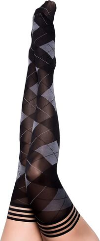 Kix'ies Stockings For Women | Thigh High Stockings with No-Slip Grip Stay Ups Thigh Bands | Womens Thigh High Stockings (Selma Navy Blue 1320A) in Saudi Arabia