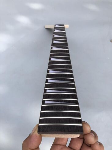 رقبة جيتار كهربائي لليد اليسرى 24 فريت 25.5 بوصة من خشب القيقب وخشب الورد قفل الجوز عكس رقبة الجيتار استبدال أجزاء الجيتار غير المكتملة (24 فريت 25.5 بوصة جمجمة مرصعة) in Kuwait