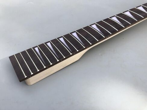 رقبة جيتار كهربائي لليد اليسرى 24 فريت 25.5 بوصة من خشب القيقب وخشب الورد قفل الجوز عكس رقبة الجيتار استبدال أجزاء الجيتار غير المكتملة (24 فريت 25.5 بوصة جمجمة مرصعة) in Kuwait