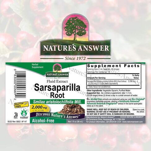 Nature's Answer Alcohol-Free Sarsaparilla Root Liquid , 1-Fluid Ounce | Natural Cleanser & Detoxifier in Saudi Arabia