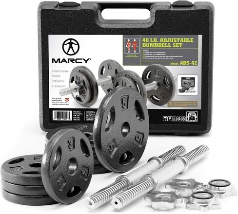 Marcy 40 lbs Adjustable Dumbbell Set with Collars for Home Gym Bodybuilding, Weight Training, Strength Training in Saudi Arabia