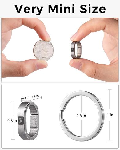 FEGVE حلقات سلسلة مفاتيح من التيتانيوم مع حلقتين مفاتيح من الفولاذ المقاوم للصدأ، حلقة تسلق صغيرة حامل مفاتيح صغير سريع الفك توصيل ملحقات سلسلة المفاتيح لقلادة حقيبة المفاتيح المنزلية in Kuwait