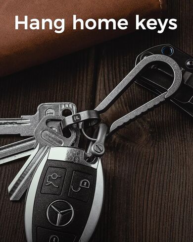 FEGVE حلقات سلسلة مفاتيح من التيتانيوم مع حلقتين مفاتيح من الفولاذ المقاوم للصدأ، حلقة تسلق صغيرة حامل مفاتيح صغير سريع الفك توصيل ملحقات سلسلة المفاتيح لقلادة حقيبة المفاتيح المنزلية in Kuwait