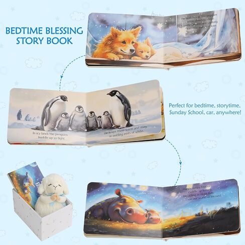Sawnfay Baptism Gifts for Girls and Newborn Baby, Christening Gifts Set, 7" Praying Lamb Plush Toy and Bedtime Blessing Book in Keepsake Gift Box in Saudi Arabia