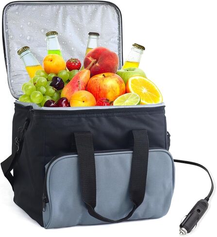 15.8 Quarts Electric Car Cooler Bag, 12V Car Cooler for Travel Plug in, Portable Cooler Refrigerator for Car, RV, Camping (Black1) in Saudi Arabia