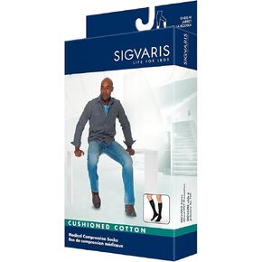 Sigvaris Men’s Motion Cushioned Cotton 360 Closed Toe Calf-High Socks 20-30mmHg