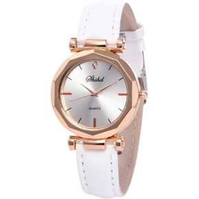 ساعة يد كوارتز نسائية أنيقة مطلية بالبلاتينيوم على شكل قطة صغيرة تناظرية كوارتز، حزام من جلد البولي يوريثان بلون ذهبي - جلد الفهد in Kuwait