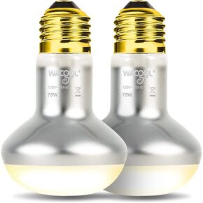 WACOOL 4 Pack Heat Lamp Bulbs for Reptiles, 100W Intense Basking Spot Lights, Simulate Daytime Sunshine Heat Bulbs, UVA Daylight Heat Lamp for Bearded Dragon, Lizard, Turtle, Tortoise, Gecko