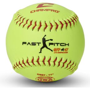 CHAMPRO ASA Fast Pitch .47 COR 375 Compression Poly Synthetic Cover Red Stiches Optic Yellow 12 PK