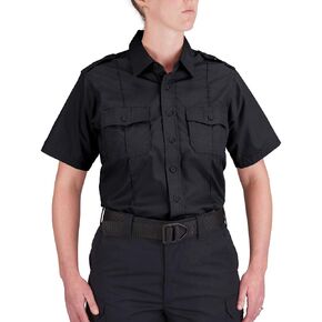 Propper Women's Standard Duty Short Sleeve Ripstop Shirt, Black, L