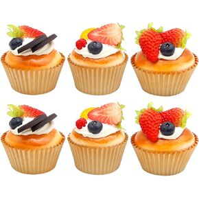 Vkinman 6Pcs Fake Desserts Artificial Egg Tart Models Realistic Simulated Fake Cake Artificial Food for Display Fake Fruit Egg Tart for Photography Props Kitchen Home Decoration