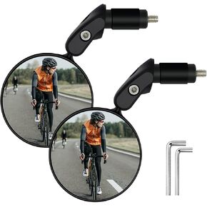 Bike Mirror, 1 Pair 360˚ Rotatable Bicycle Mirrors for Handlebars, Adjustable HD Wide Angle Bicycle Cycling Mirror, Bike Handlebar Rearview Mirror for Mountain Road Adult Bike, Ebike (Clear View)