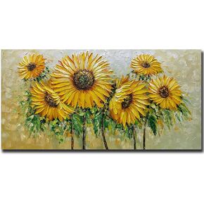 AZAVY ART,24X48 Inch Modern Hand Painted Textured Colorful Flowers Bouquet Wall Art Floral Oil Paintings on Canvas Still Life Artwork Stretched and Framed Ready to Hang for Living Room Bedroom