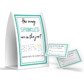 Guess How Many Sprinkles Are In The Jar, Baby Shower Games, Baby Shower Decorations - One Sign and 50 Cards(MANY022)