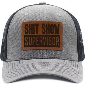 Shit Show Supervisor Leather Patch Hat Baseball Cap Trucker Hats Stylish Unisex Hats for Women Men