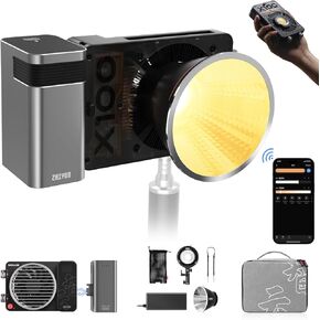 Zhiyun MOLUS X100 LED Video Light,Portable 100W 2700K-6500K CRI 95+ TLCI 97+ with Bluetooth App Brightness Control,PRO