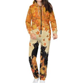 JooMeryer Unisex 3D Print Jumpsuits Galaxy Animal Hooded One Piece Pajama